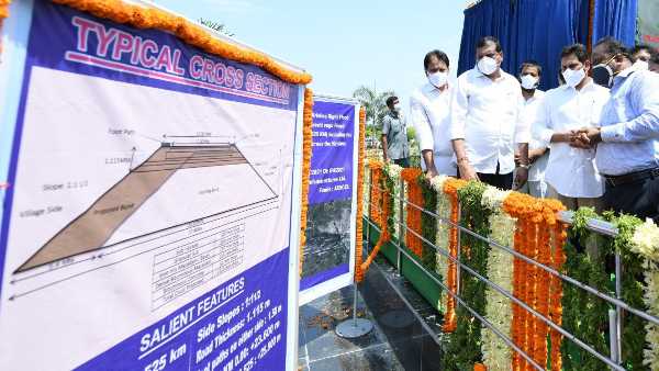 Andhra Pradesh: CM YS Jagan lays foundation stone for Karakatta widening works Andhra Pradesh: CM YS Jagan lays foundation stone for Karakatta widening works