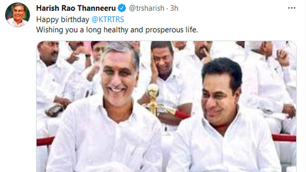 మంత్రి హరీష్ రావు ట్వీట్ .. థాంక్స్ బావా అంటూ కేటీఆర్ రిప్లై మంత్రి హరీష్ రావు ట్వీట్ .. థాంక్స్ బావా అంటూ కేటీఆర్ రిప్లై