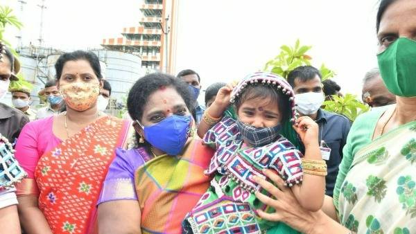 Telangana Governor Tamilisai taken second dose of Covid19 Vaccine at KC Thanda in Ranga Reddy Telangana Governor Tamilisai taken second dose of Covid19 Vaccine at KC Thanda in Ranga Reddy