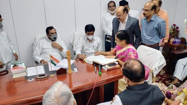 pv narasimha raos daughter surabhi vani devi sworn in as mlc