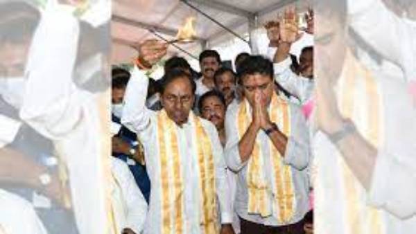  cm kcr lay foundation stone for party office telangana bhavan in delhi 