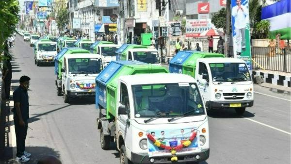 ys jagan launched 4097 garbage vehicles as part of jagananna swacha sankalpam on gandhi jayanthi 