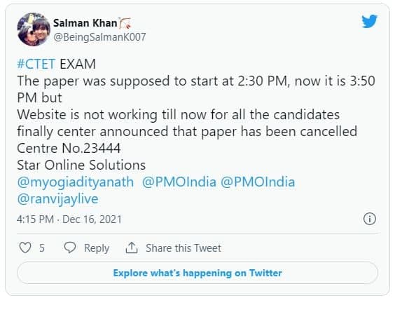 CTET 2021 Exam cancelled due to technical error, candidates disappointed