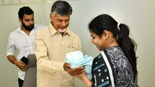 TDP leader Bhuma Akhila Priya and her husband met Party Chief Chandrababu along with baby boy