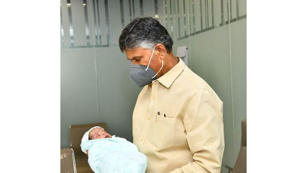 TDP leader Bhuma Akhila Priya and her husband met Party Chief Chandrababu along with baby boy