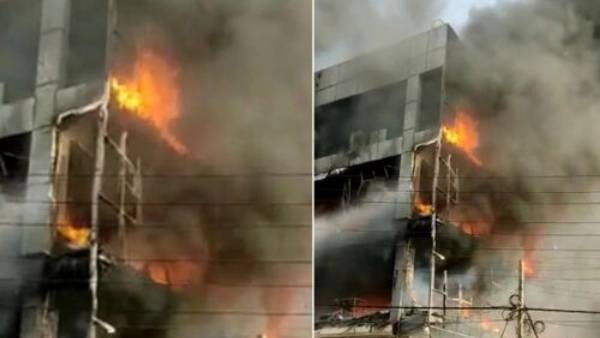  దట్టమైన పొగలు కమ్ముకోవటంతో బయటకు పరుగులు తీసిన జనాలు