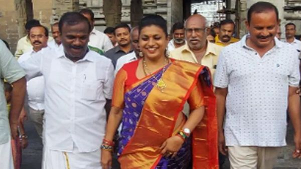 Minister Roja in spiritual tour, visit Tiruttani Temple along with family members Minister Roja in spiritual tour, visit Tiruttani Temple along with family members