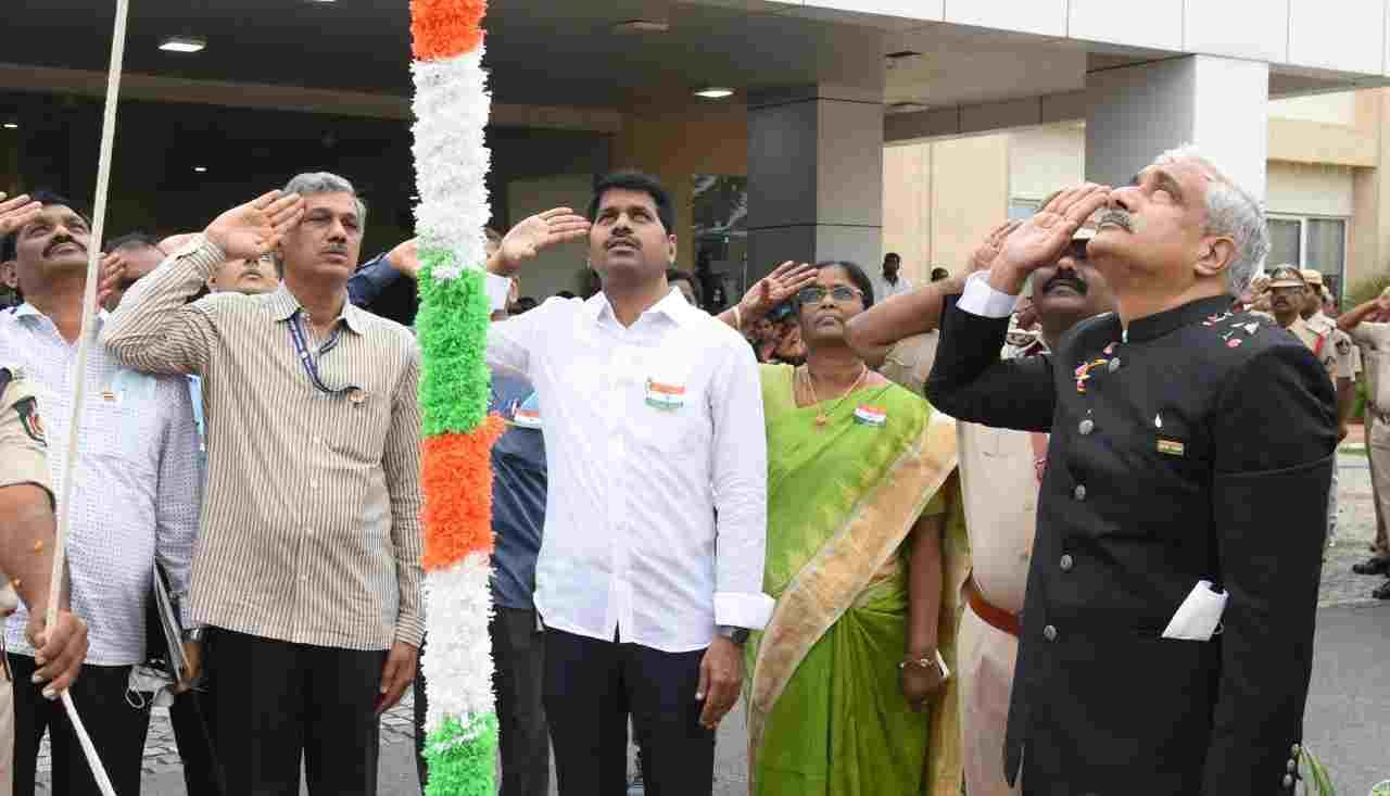 unfurling of national flags at ap legislative assembly, council and ap secretariat