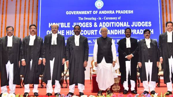 7 new judges appointed for ap high court took oath in vijayawada infront of governor