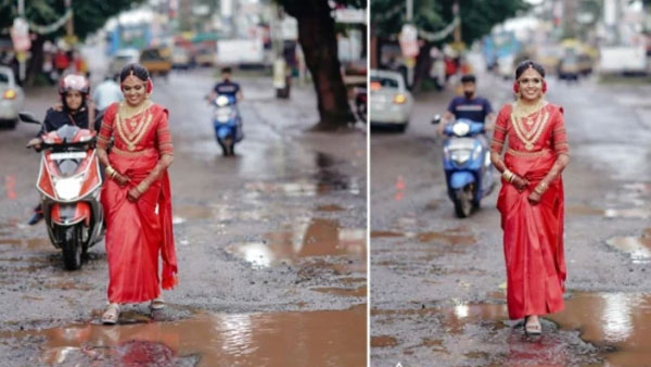 ఎర్రచీర..... బంగారు నగలు వేసుకుని?