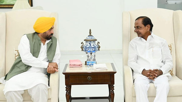 Punjab CM Bhagwant singh mann meets telangana CM KCR