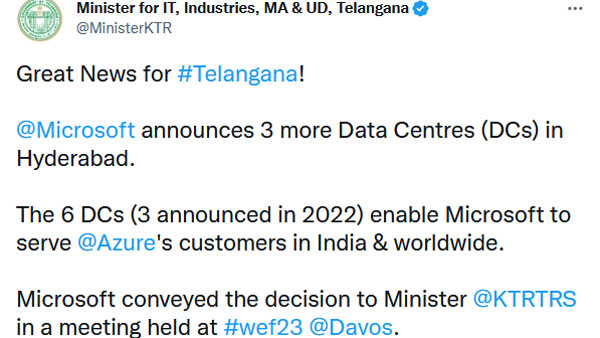 తెలంగాణ సర్కారుతో మైక్రోసాఫ్ట్ ఒప్పందం తెలంగాణ సర్కారుతో మైక్రోసాఫ్ట్ ఒప్పందం