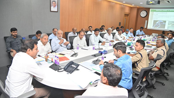 minister KTR review on Vemulawada temple development and sircilla