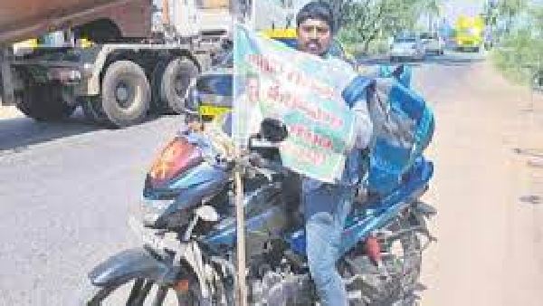 సీఎం జగన్ కోసం అభిమాని బైక్ యాత్ర