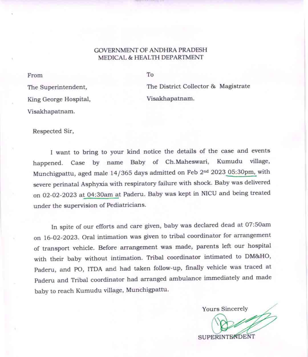 vizag KGH officials clarified on 120 k.m travel on scooty with child deadbody incident vizag KGH officials clarified on 120 k.m travel on scooty with child deadbody incident