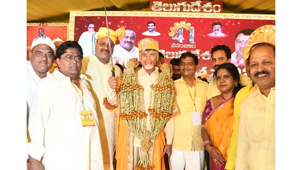 TDP Chief Chandrababu made interesting comments in party formation day praises YSR and KCR