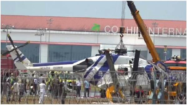 Indian coast guard helicopter crashes at kochi international airport on friday Indian coast guard helicopter crashes at kochi international airport on friday