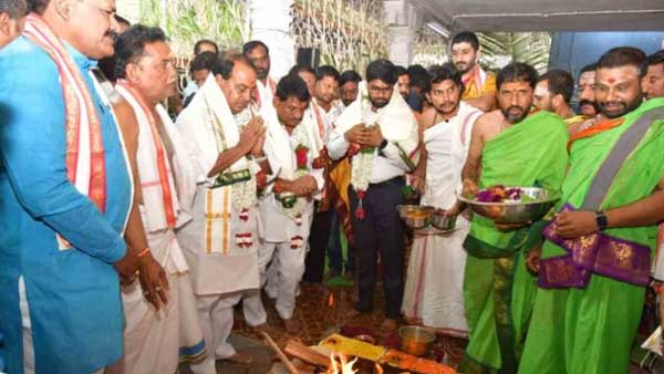 Basara Saraswathi temple reconstruction works inaugurated by minister Indrakaran reddy