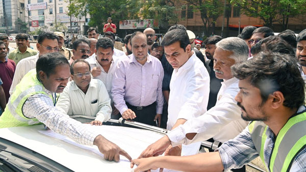  KTR visits steel bridge works in Hyderabad