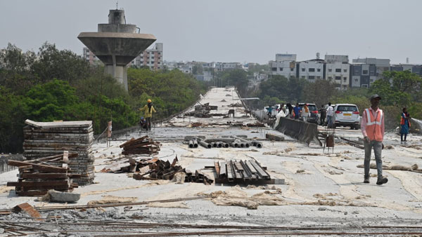  KTR visits steel bridge works in Hyderabad