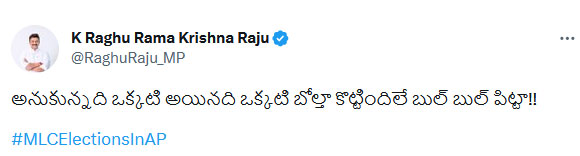 YSRCPs Rebel MP Raghu Rama Krishnam Raju reacts over Partys defeat in MLC elections in AP YSRCPs Rebel MP Raghu Rama Krishnam Raju reacts over Partys defeat in MLC elections in AP