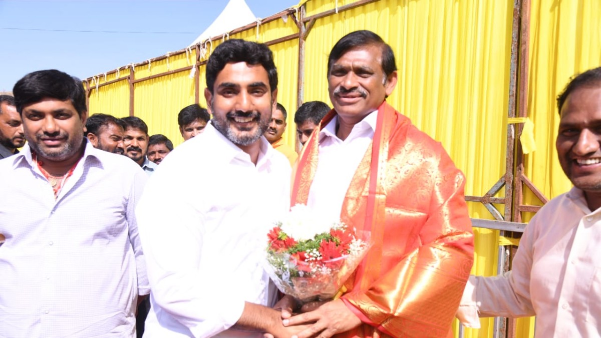 nara lokesh felicitates three mlc winners ramgopal reddy, chiranjeevirao and srikanth