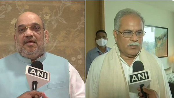 amit shah talks with chattisgarh cm bhagel amit shah talks with chattisgarh cm bhagel