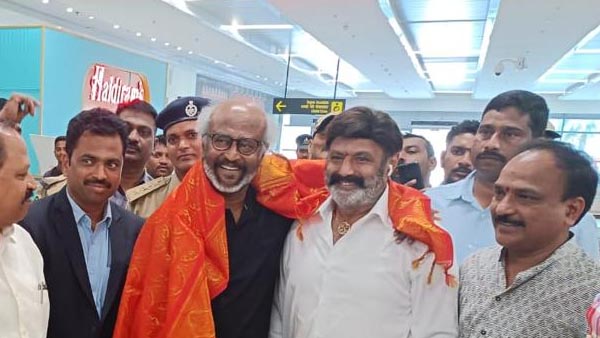 Balakrishna welcomes Rajinikanth at Gannavaram