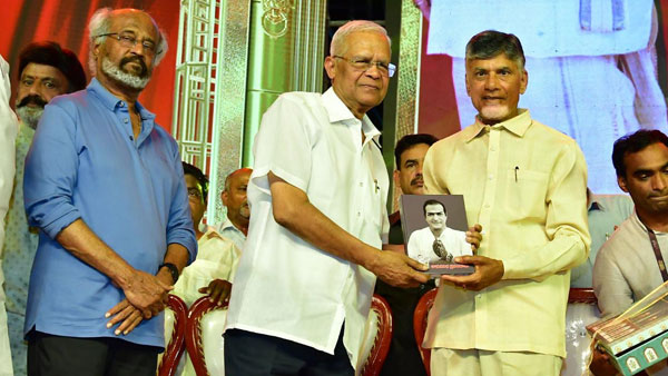 NTR is a man of the age; Chandrababu Visionary. Rajinikanth showered with praise