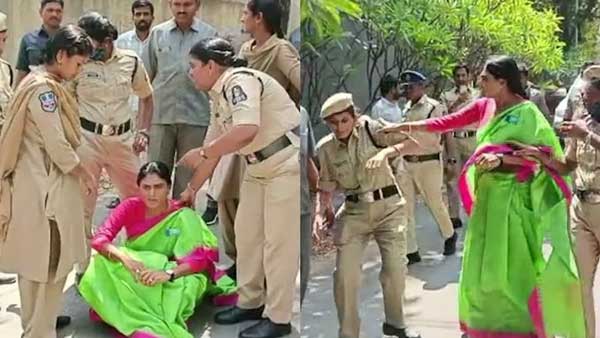 YS Sharmila With Police