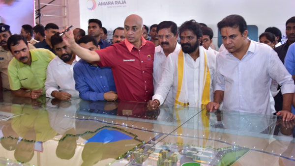 Minister KTR laid foundation for amara raja lithium ion battery plant in mahabubnagar, it will be investing over Rs 9500 cr