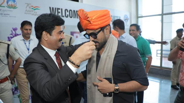 Actor Ram Charan arrives at Srinagar airport to attend the G20 Tourism Working Group meeting 