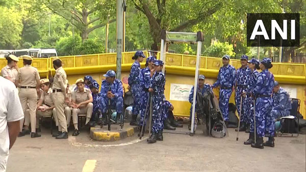 Security tightened in Delhi ahead of protesting wrestlers march towards the new Parliament House Security tightened in Delhi ahead of protesting wrestlers march towards the new Parliament House