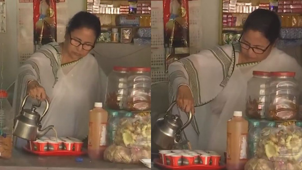 CM Mamata Banerjee makes tea and serves it to people