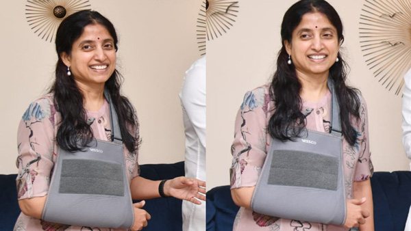 YS Jagan wife YS Bharati was seen with a bandage on her hand