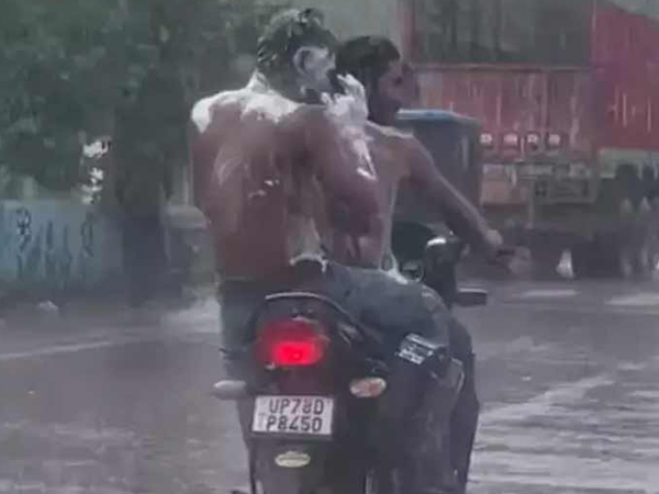Bathing while riding a bike..and then the shocking consequence!!