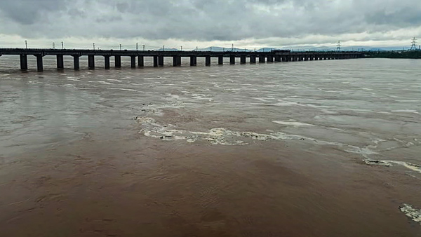 Godavari is flowing heavily at Bhadrachalam