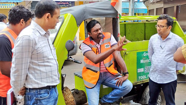 GHMC Commissioner Ronald Rass turned as a Municipal sanitation worker
