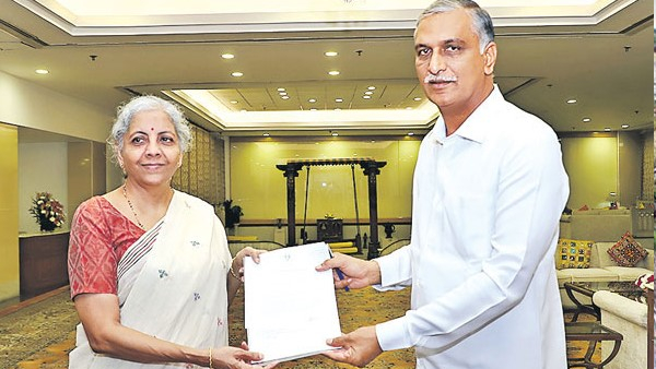 Harish Rao meets union minister Nirmala Sitharaman about GST funds. Harish Rao meets union minister Nirmala Sitharaman about GST funds.