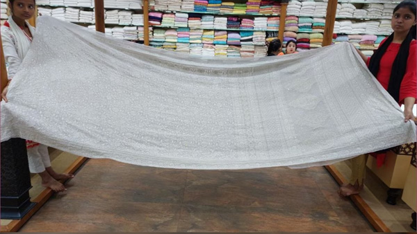 A saree of Rs.21 lakh stands out as a special attraction in Lucknow, Uttar Pradesh A saree of Rs.21 lakh stands out as a special attraction in Lucknow, Uttar Pradesh