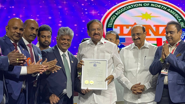 New Jersy Senate honoured Venkaiah Naidu by the joint legislative resolution on his public service