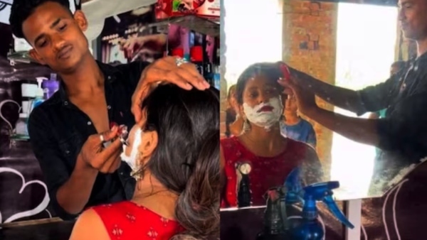 A video of a young woman going to a salon and shaving is going viral on social media