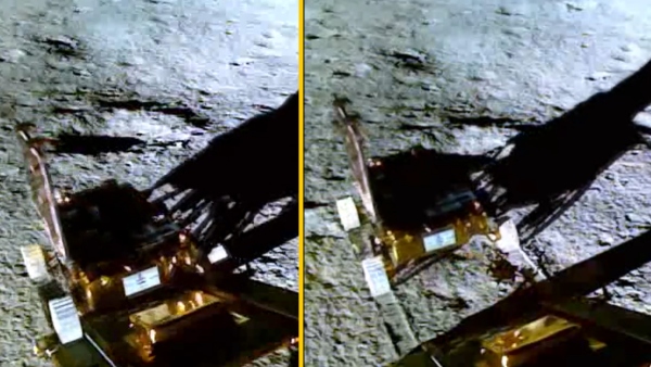 ISRO has released a video of the rover landing on the moon