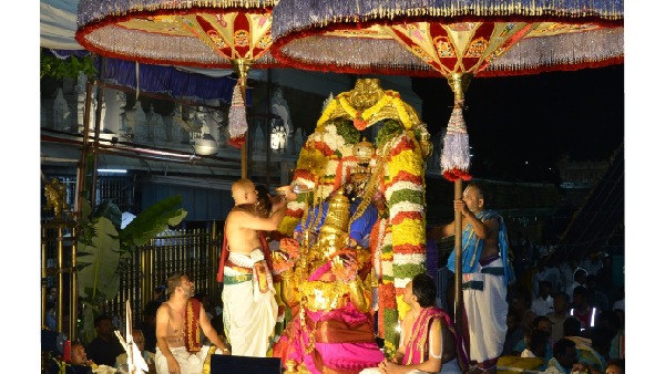 On the auspicious Adhika Masa Shravana Pournami, the monthly Garuda Seva was observed in Tirumala. 