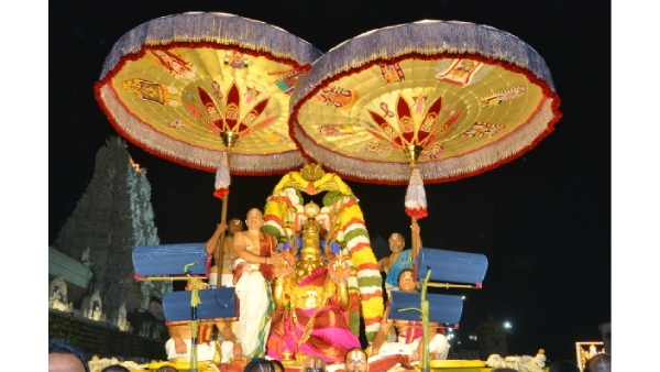 On the auspicious Adhika Masa Shravana Pournami, the monthly Garuda Seva was observed in Tirumala. 