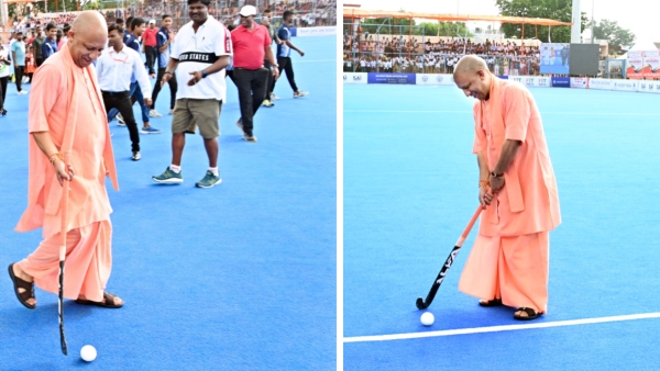 uttar pradesh cm yogi adityanath played hockey on National Sports Day