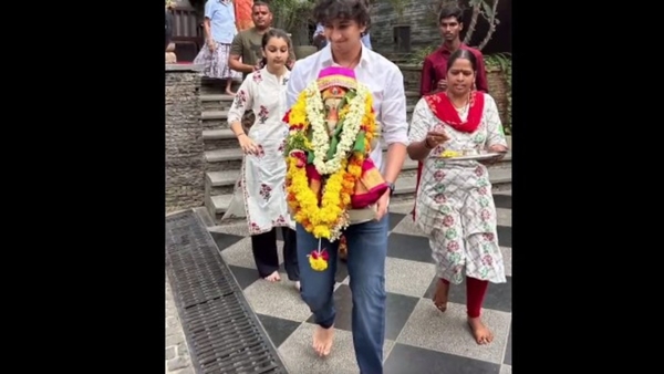 Ganesh immersion celebration in Mahesh babus house