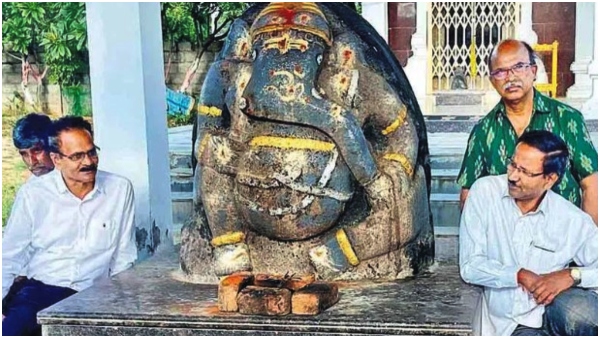 800 years old ganesh statue found in pedda golconda village, Hyderabad outskirts