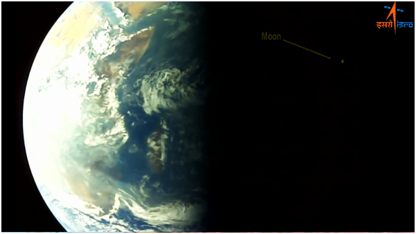 Aditya-L1 took selfie with moon and earth, isro shares image