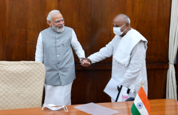 f HD Deve Gowda held discussions with PM Narendra Modi